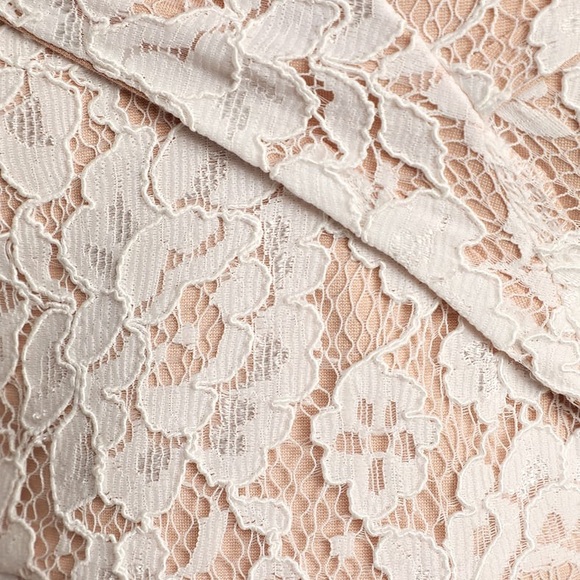 BRAND NEW WITH TAGS LULUS TABLE FOR TWO OFF THE SHOULDER DRESS IN WHITE/NUDE - Picture 4 of 5